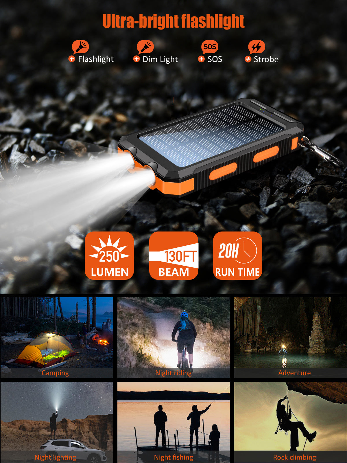 HKM-395859 Portable Solar Power Bank for Charging Phones and Devices
