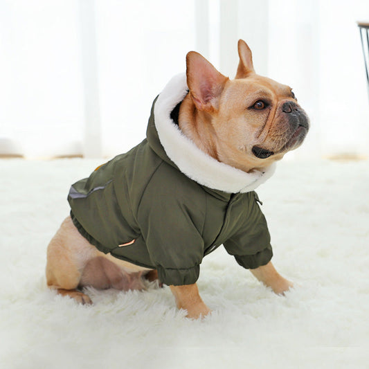 HKM-3958845 Casual Cotton-Padded Clothing for Medium Size Corgis in Military Green, Military Red, and Blue White