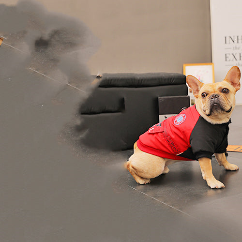 HKM-3958845 Casual Cotton-Padded Clothing for Medium Size Corgis in Military Green, Military Red, and Blue White