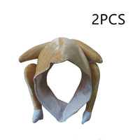 HKM-3959229 Full Face Plush Turkey Hat for Thanksgiving Costume Dress-Up Party