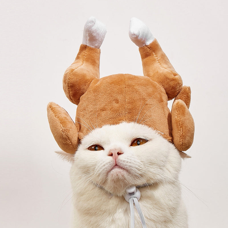 HKM-3959229 Full Face Plush Turkey Hat for Thanksgiving Costume Dress-Up Party