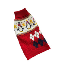 HKM-3959997 Festive Red Penguin & Navy Elk Dog and Cat Sweaters - Casual Polyester Pet Clothing in Sizes XS to XXL
