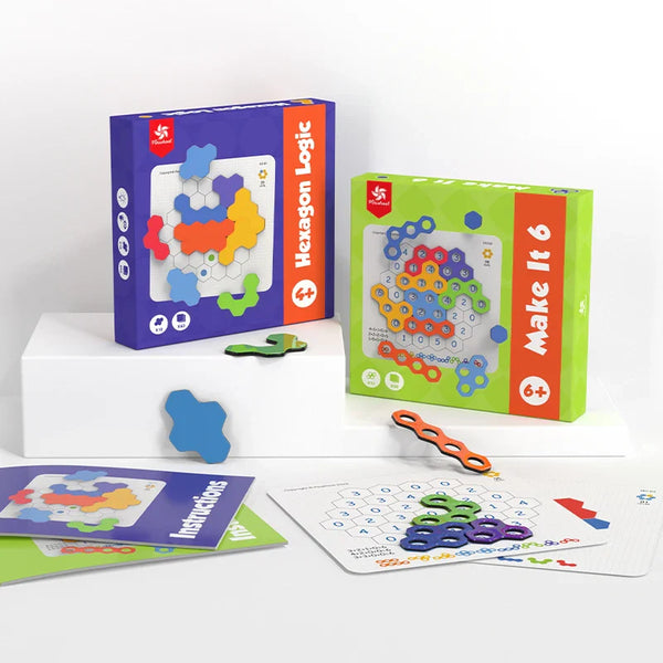 HKM-396051 Colorful Magnetic Hexagon Tangram Puzzle - Educational Brain Teaser for Kids 5-7 Years