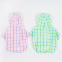 HKM-3960765 Plaid Teddy Schnauzer Jacket - Cotton Two-Legged Clothing in Green and Pink, Sizes M to 3XL