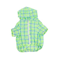 HKM-3960765 Plaid Teddy Schnauzer Jacket - Cotton Two-Legged Clothing in Green and Pink, Sizes M to 3XL