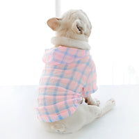 HKM-3960765 Plaid Teddy Schnauzer Jacket - Cotton Two-Legged Clothing in Green and Pink, Sizes M to 3XL