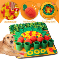 HKM-3961021 Dog Training Smell Mat - Foraging Blanket for Interactive Feeding, 70x50cm, Polar Fleece, Orange Green