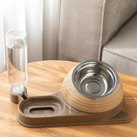 HKM-3961661 Automatic Elevated Cat Food and Water Bowl with Siphon Water Dispenser for Cats and Small Dogs
