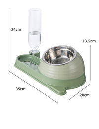 HKM-3961661 Automatic Elevated Cat Food and Water Bowl with Siphon Water Dispenser for Cats and Small Dogs