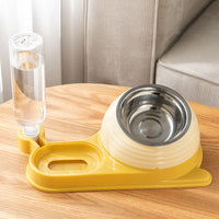 HKM-3961661 Automatic Elevated Cat Food and Water Bowl with Siphon Water Dispenser for Cats and Small Dogs