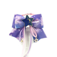 HKM-3962173 Colorful Starry Sky Bowknot Pet Collar with Lace for Cats and Dogs in Various Sizes
