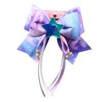 HKM-3962173 Colorful Starry Sky Bowknot Pet Collar with Lace for Cats and Dogs in Various Sizes