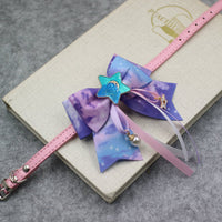 HKM-3962173 Colorful Starry Sky Bowknot Pet Collar with Lace for Cats and Dogs in Various Sizes