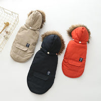 HKM-3962557 Cozy Cotton Dog Clothing for Autumn and Winter in Blue, Beige, and Red
