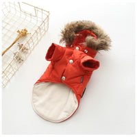 HKM-3962557 Cozy Cotton Dog Clothing for Autumn and Winter in Blue, Beige, and Red