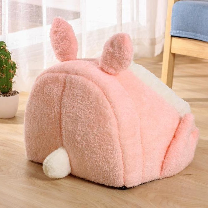 HKM-3963453 Cozy Semi-Closed Pink Screaming Rabbit Cat House for Autumn and Winter - Various Sizes Available