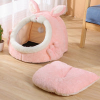 HKM-3963453 Cozy Semi-Closed Pink Screaming Rabbit Cat House for Autumn and Winter - Various Sizes Available
