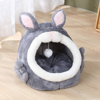 HKM-3963453 Cozy Semi-Closed Pink Screaming Rabbit Cat House for Autumn and Winter - Various Sizes Available