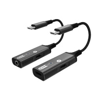 HKM-396371 2-in-1 USB Type-C Headphone Jack Audio DAC Splitter Adapter with PD Fast Charging for iPhone 15