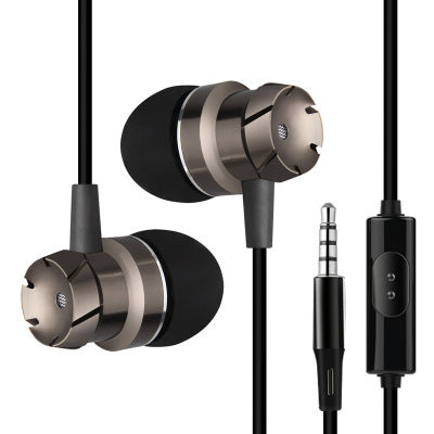 HKM-396371 Metal In-Ear Earphones with Turbo Bass and Built-in Microphone, 3.5mm Wired Headset, Comfortable Fit
