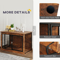 HKM-3963837 Rustic Brown 39" Dog Crate Furniture with Flip-top, Dual Doors, Ideal for Large Dogs
