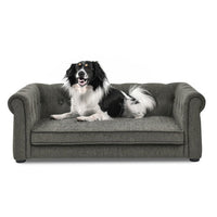 HKM-3964221 Elegant Raised Pet Sofa Bed for Medium and Large Dogs in Dark Gray, Durable and Comfortable Design