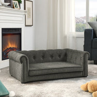 HKM-3964221 Elegant Raised Pet Sofa Bed for Medium and Large Dogs in Dark Gray, Durable and Comfortable Design