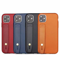 HKM-396563 Imitation Leather Back Cover Compatible with iPhone Models - Simple Solid Color Design