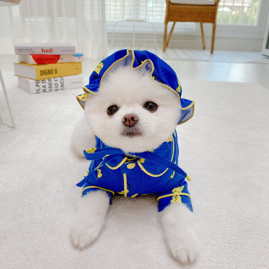 HKM-3966781 Korean Candy Bear Pajama Set for Dogs, Pure Cotton with Hat, Sizes S-2XL
