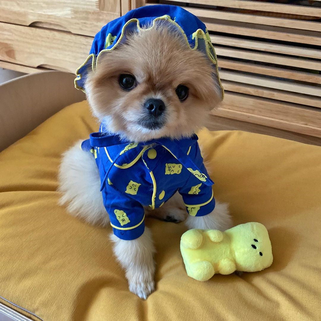 HKM-3966781 Korean Candy Bear Pajama Set for Dogs, Pure Cotton with Hat, Sizes S-2XL