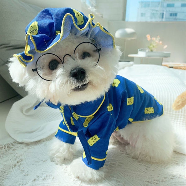 HKM-3966781 Korean Candy Bear Pajama Set for Dogs, Pure Cotton with Hat, Sizes S-2XL
