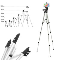 HKM-396691 Portable Aluminum Alloy Tripod Compatible with Digital Cameras and iPhone Models, 4 Sections, Adjustable Height 350-1060 mm, 1.5 kg Load Capacity, White