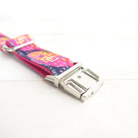 HKM-3967933 Pink Graffiti Dog Collar with Engraved Alloy Buckle ¨C Durable Polyester Material, Multiple Sizes Available