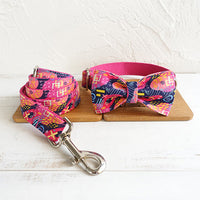 HKM-3967933 Pink Graffiti Dog Collar with Engraved Alloy Buckle ¨C Durable Polyester Material, Multiple Sizes Available
