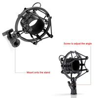 HKM-396819 Black Professional Condenser Microphone Set with Shock Mount and Anti-Wind Foam Cap