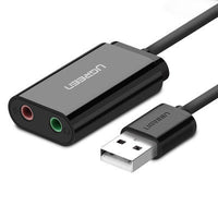 HKM-396819 USB External Sound Card Adapter with 3.5mm Headphone Jack, 1.5m Cable Length, Plug and Play