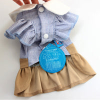 HKM-3968317 Cute Blue Bow Bichon Skirt for Dogs - Casual Student Style Pet Apparel