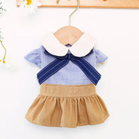 HKM-3968317 Cute Blue Bow Bichon Skirt for Dogs - Casual Student Style Pet Apparel