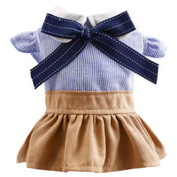 HKM-3968317 Cute Blue Bow Bichon Skirt for Dogs - Casual Student Style Pet Apparel
