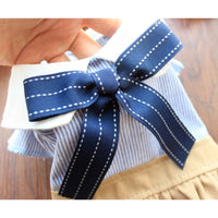 HKM-3968317 Cute Blue Bow Bichon Skirt for Dogs - Casual Student Style Pet Apparel