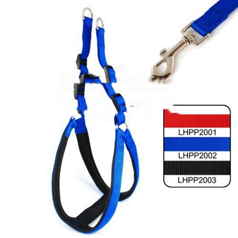 HKM-3969725 Soft Lining Polypropylene Foam Pet Harness with Traction Belt in Blue, Black, and Red