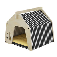HKM-3969981 Wooden Multi-layer Cat Climbing Frame with Moisture-proof Tarpaulin - Log Color, Mint Green