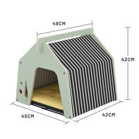 HKM-3969981 Wooden Multi-layer Cat Climbing Frame with Moisture-proof Tarpaulin - Log Color, Mint Green