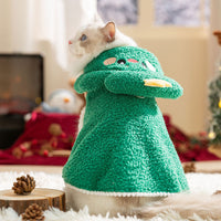 HKM-3970493 Warm Thickened Elk Cloak for Cats in Ti'an Green and Lomi Brown - Cozy Winter Apparel