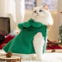 HKM-3970493 Warm Thickened Elk Cloak for Cats in Ti'an Green and Lomi Brown - Cozy Winter Apparel