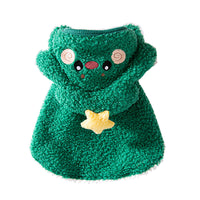 HKM-3970493 Warm Thickened Elk Cloak for Cats in Ti'an Green and Lomi Brown - Cozy Winter Apparel