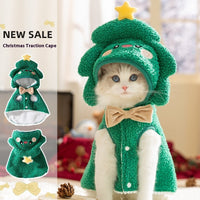HKM-3970493 Warm Thickened Elk Cloak for Cats in Ti'an Green and Lomi Brown - Cozy Winter Apparel