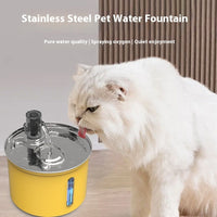 HKM-3971773 Pet Water Dispenser with Stainless Steel and Plastic, Mute Operation and See-through Design for Cats