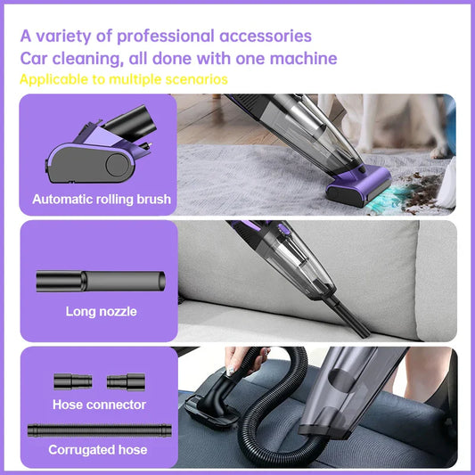 HKM-397203 Cordless Rechargeable Handheld Vacuum with Motorized Brush and Reusable Filter for Pet Hair, Cars, and Home Cleaning