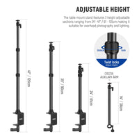 HKM-397331 Adjustable Metal Desktop Photography Stand with Cross Arm, Load Bearing 1KG